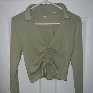 pacsun light green cropped long sleeve going out top